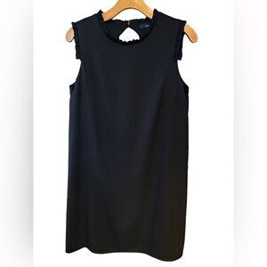 Eclair Sz XS Little Black Dress Ruffle Collar & Sleeves Button Keyhole Back